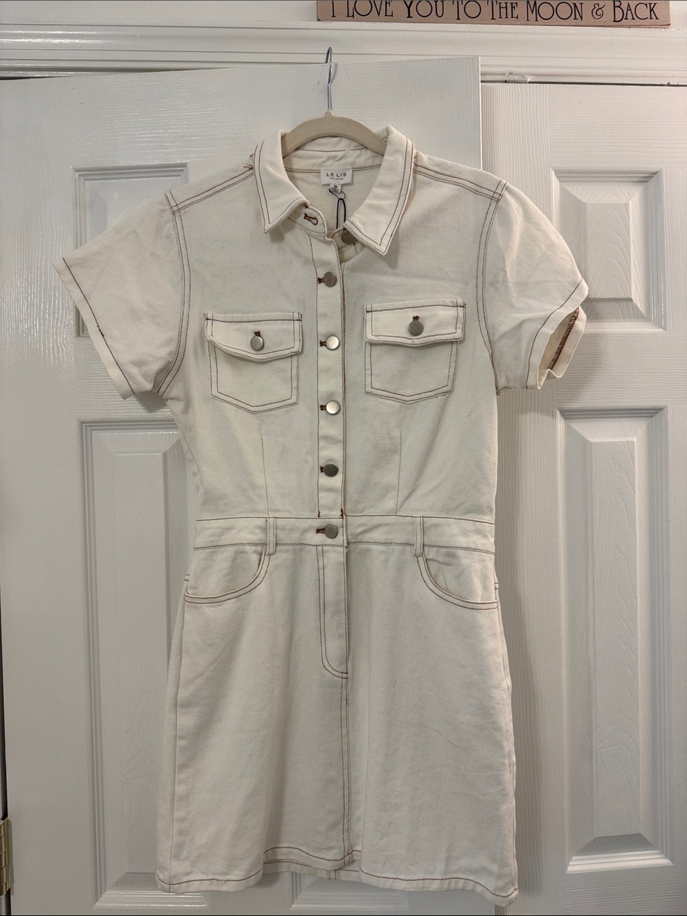 Le Lis Cream Button-Front Mini Dress with Pockets